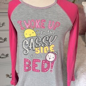 I Woke Up in the Sassy Side Gray and Pink Long Sleeve Nightshirt